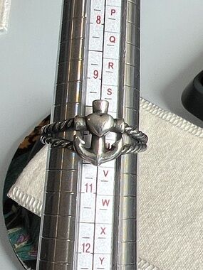 James Avery Sterling Silver Heart & Anchor Ring - Double Rope Band- Retired